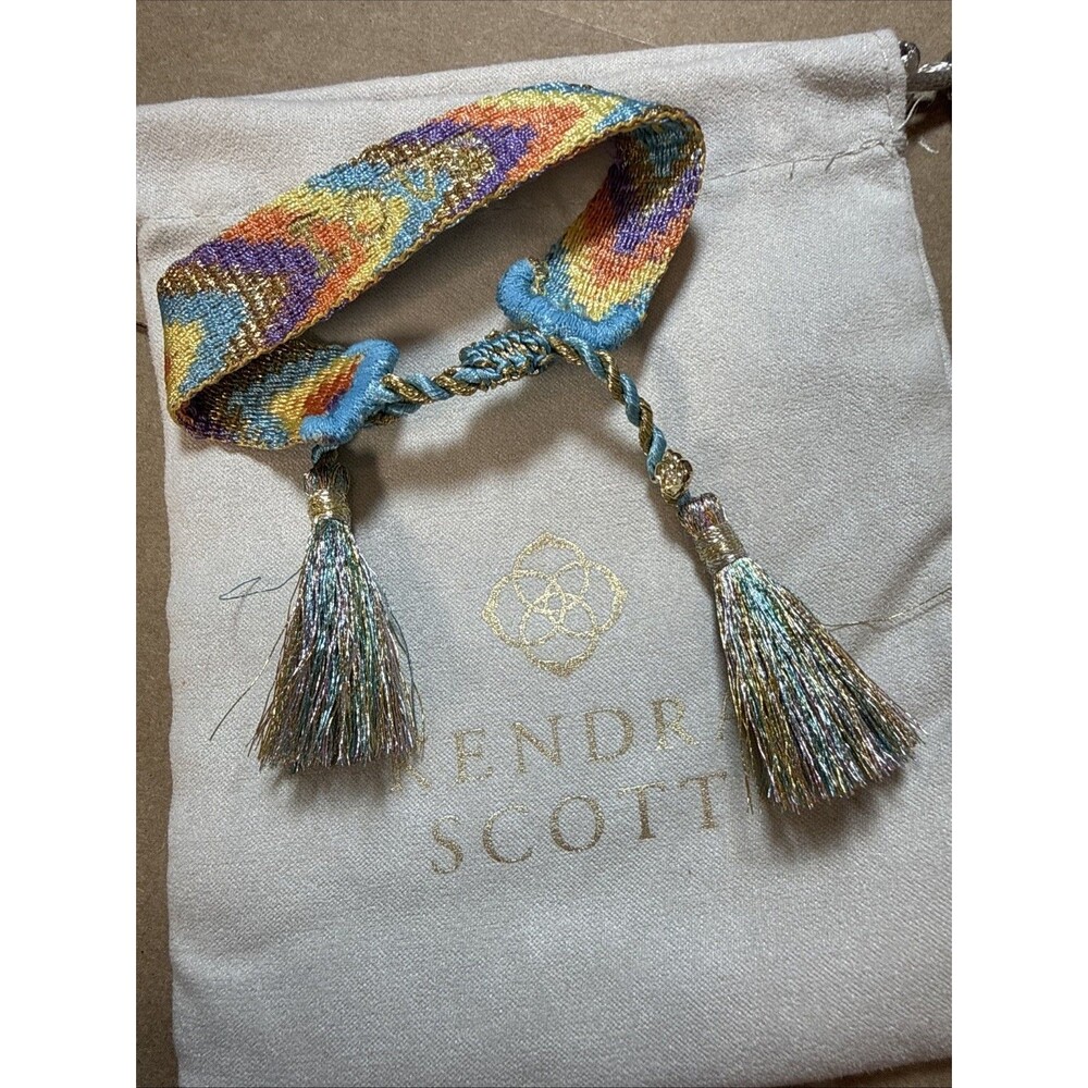 Kendra Scott LOVE Woven Friendship Bracelet In Pastel Multi Print New - Picture 7 of 7